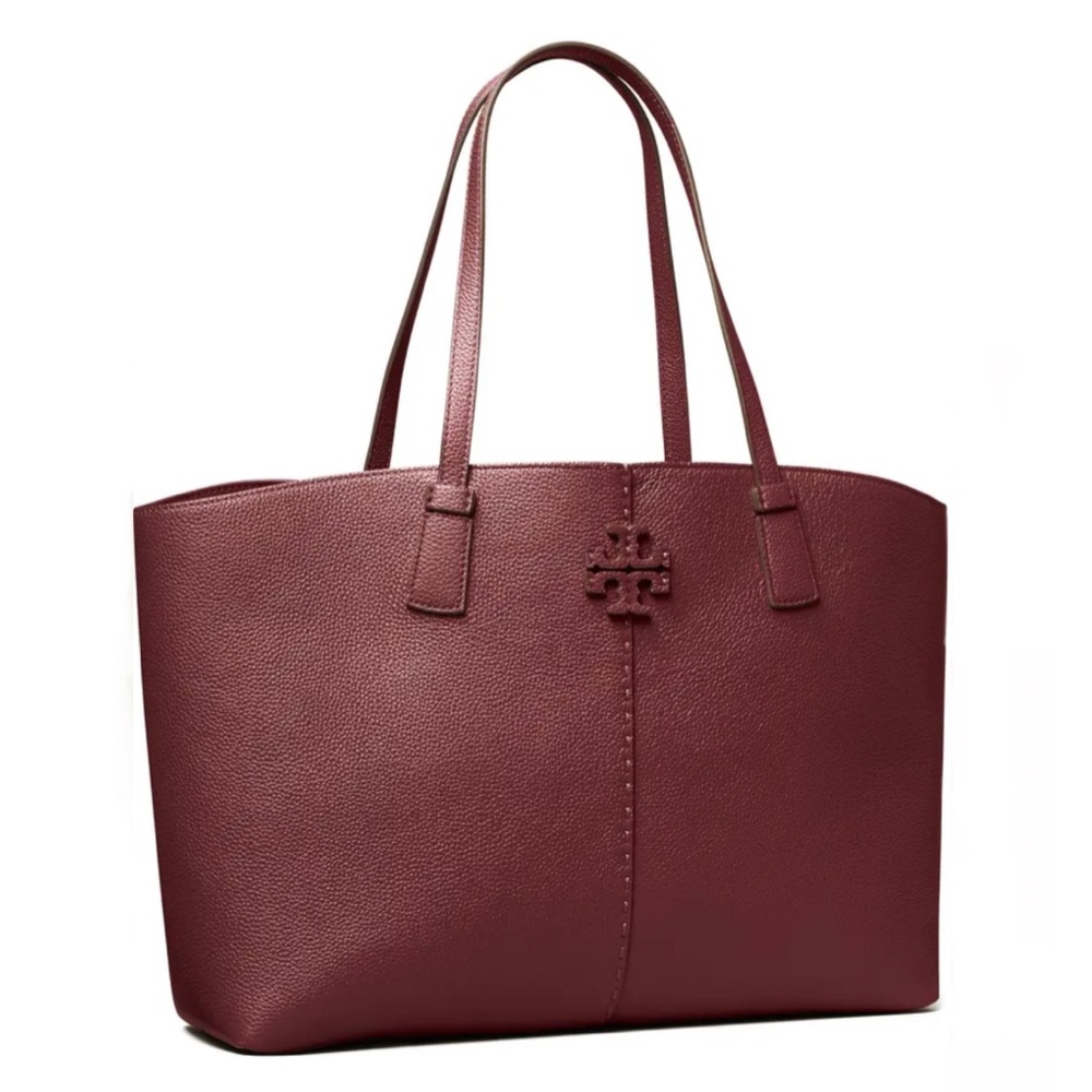Tory Burch McGraw Leather Tote - Claret - Picture 2 of 5
